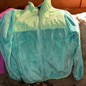 The North Face Aqua and Lime Fleece Jacket